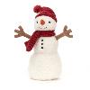 peluche festive bonhomme de neige au bonnet et  l'écharpe rouge