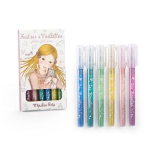 BOÎTE DE SIX FEUTRES À PAILLETTES "les Rosalies"
