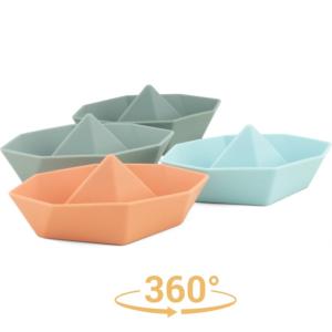 JOUET EN SILICONE POUR LE BAIN 4 BATEAUX ORIGAMIS