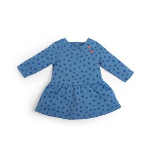 ROBE EN COTON MOLLETON IMPRIMÉ POIS BLEUS "collection WOUF"