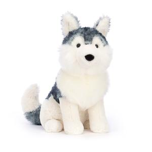 JACKSON PELUCHE CHIEN HUSKY AU PELAGE GRIS/BLANC